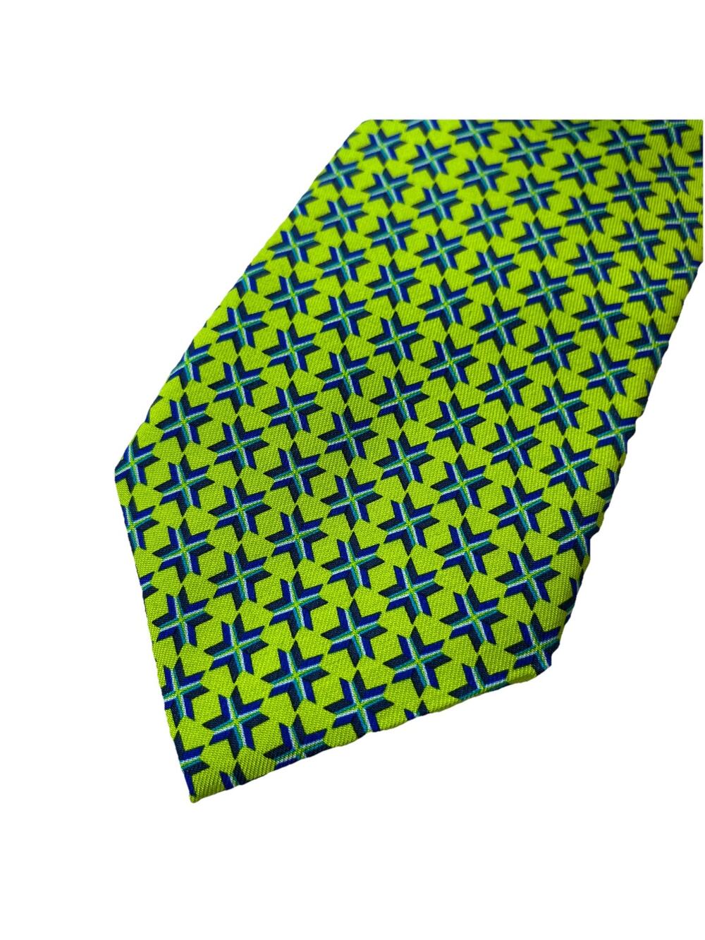 Vineyard Vines Custom Collection Green Geometric 100% Silk Tie 60 1/2” Long